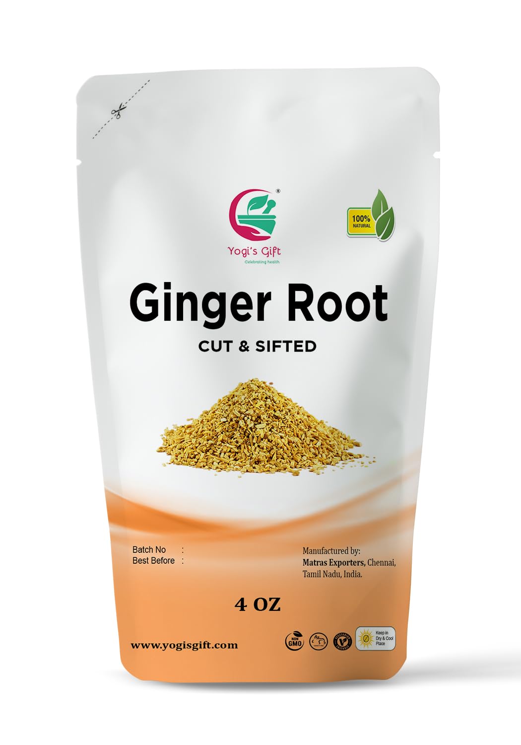 Dried Ginger Root 1 LB (16 Oz)| Cut and Sifted Dried Ginger Pieces | As Spicy as Fresh Ginger | Flavourful Indian Spice |100% Pure and Natural For Making Flavourful Ginger Tea | By Yogi's Gift®