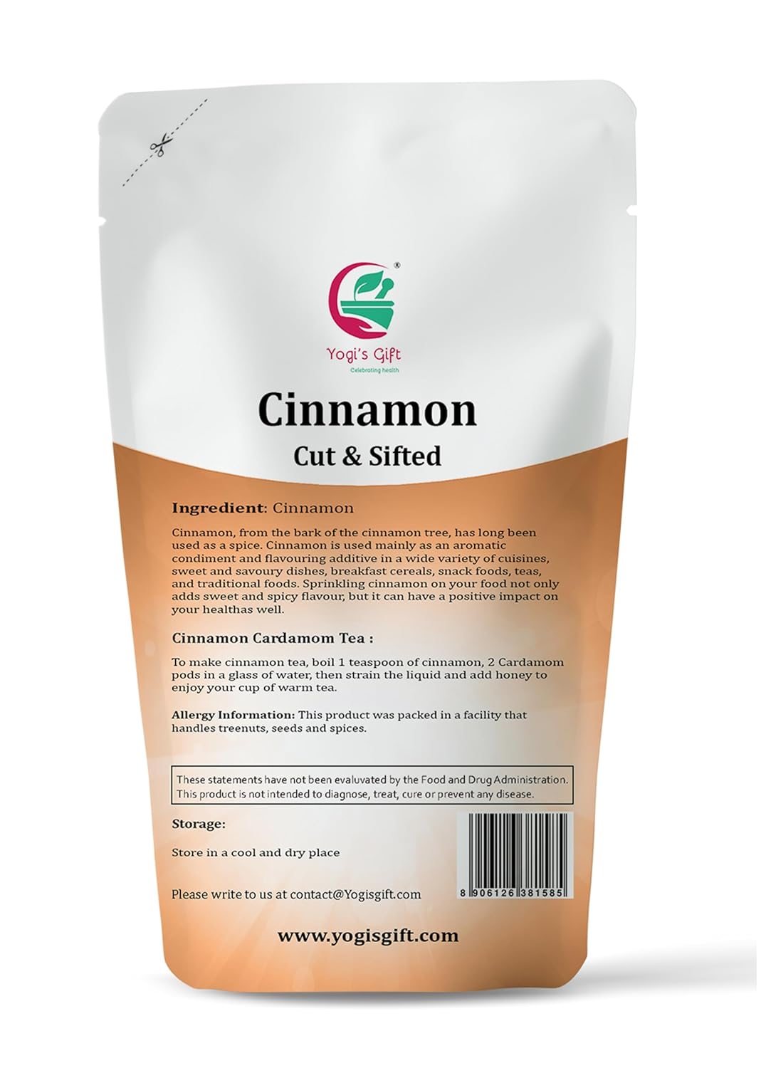 Crushed Cinnamon Bark 4 oz | Cinnamon Stick Pieces/Chips For Tea, Cooking | Rich Aroma and Great Flavour | Premium Grade Cinnamon by Yogi's Gift®