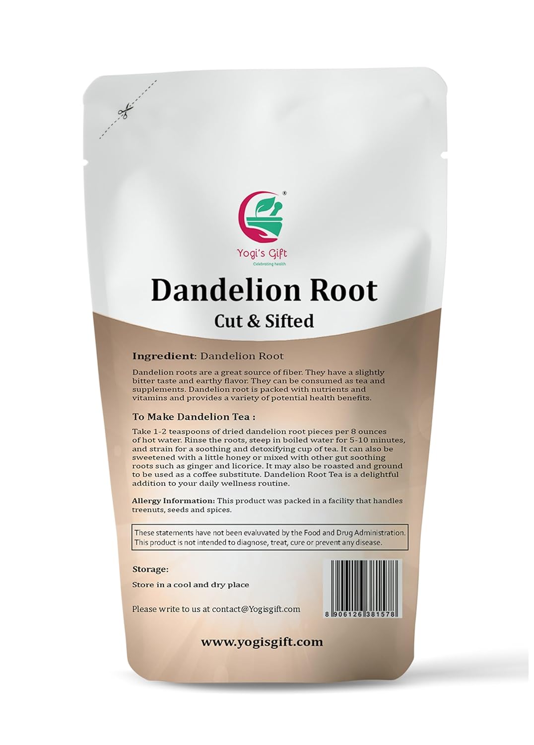 Dandelion Root 4 oz | Cut and Sifted Loose Root | by Yogi's Gift®