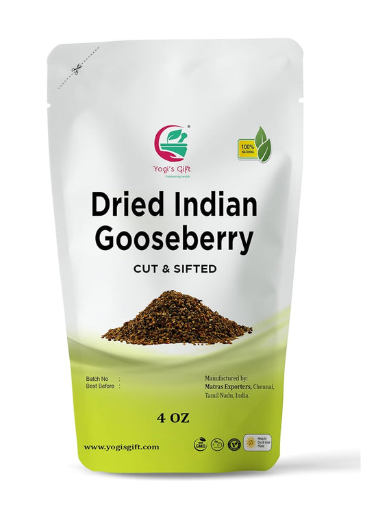 Dried Indian Gooseberry Granules 4 oz | Rich in Vitamin C, Fibre | Dried Amla Berry Tea | Phyllanthus emblica | Te De Amla | by Yogi's Gift®