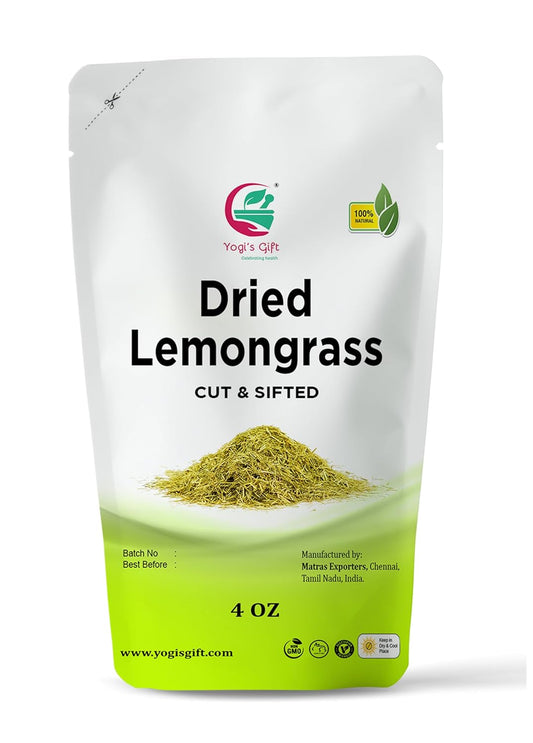 Dried Lemongrass 4 oz | Cut and Sifted Loose Leaf | Aroma Rich Lemon Grass | by Yogi's Gift ®