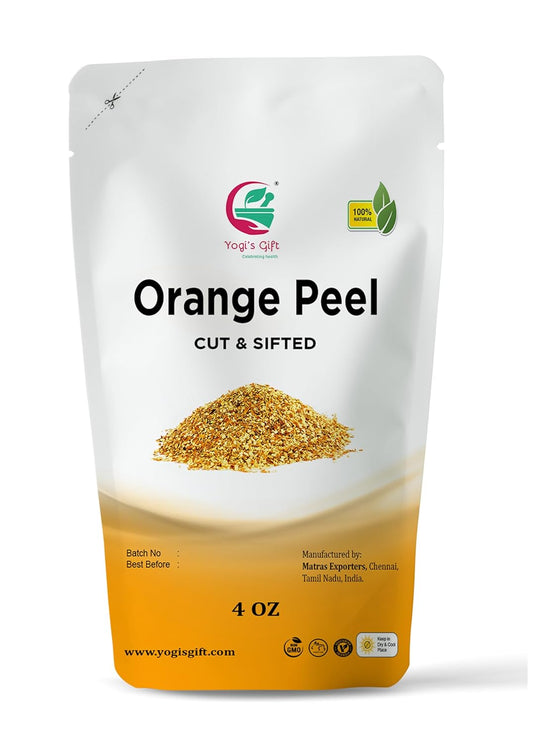 Dried Orange Peel 4 oz | Rich Citrus Aroma and Flavour | Small Granules | Perfect for Tea, Cookies, Rye breads, Seasoning & more | by Yogi's Gift®